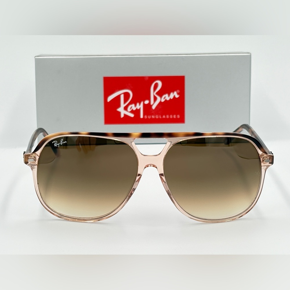 RAY-BAN BILL SQUARE SUNGLASSES TRANSPARENT BROWN GRADIENT RB2198 60-14-140 260 - Picture 4 of 12